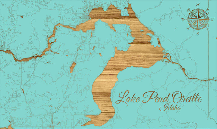 FP1191 - Lake Pend Oreille, ID Engraved Map (Standard)