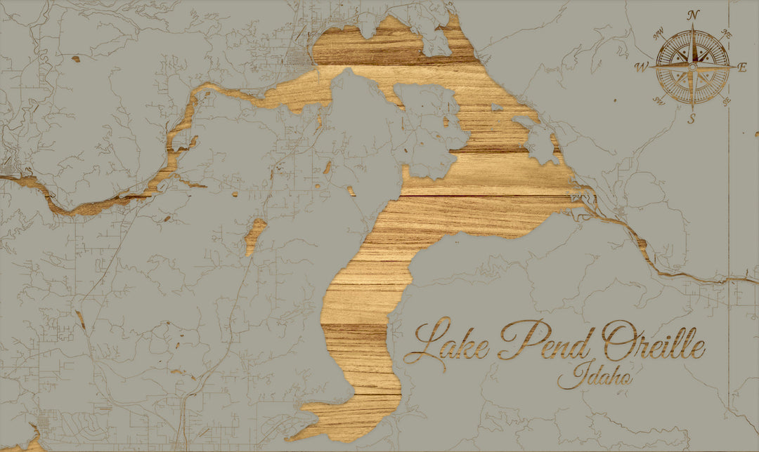 FP1191 - Lake Pend Oreille, ID Engraved Map (Standard)