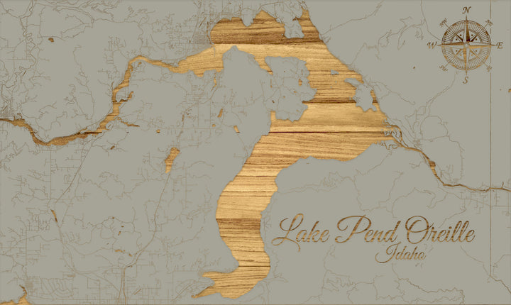 FP1191 - Lake Pend Oreille, ID Engraved Map (Standard)