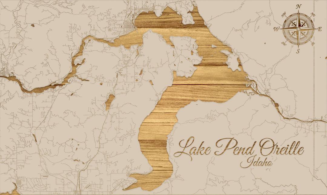 FP1191 - Lake Pend Oreille, ID Engraved Map (Standard)