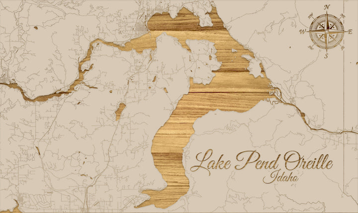 FP1191 - Lake Pend Oreille, ID Engraved Map (Standard)