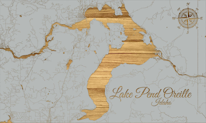 FP1191 - Lake Pend Oreille, ID Engraved Map (Standard)