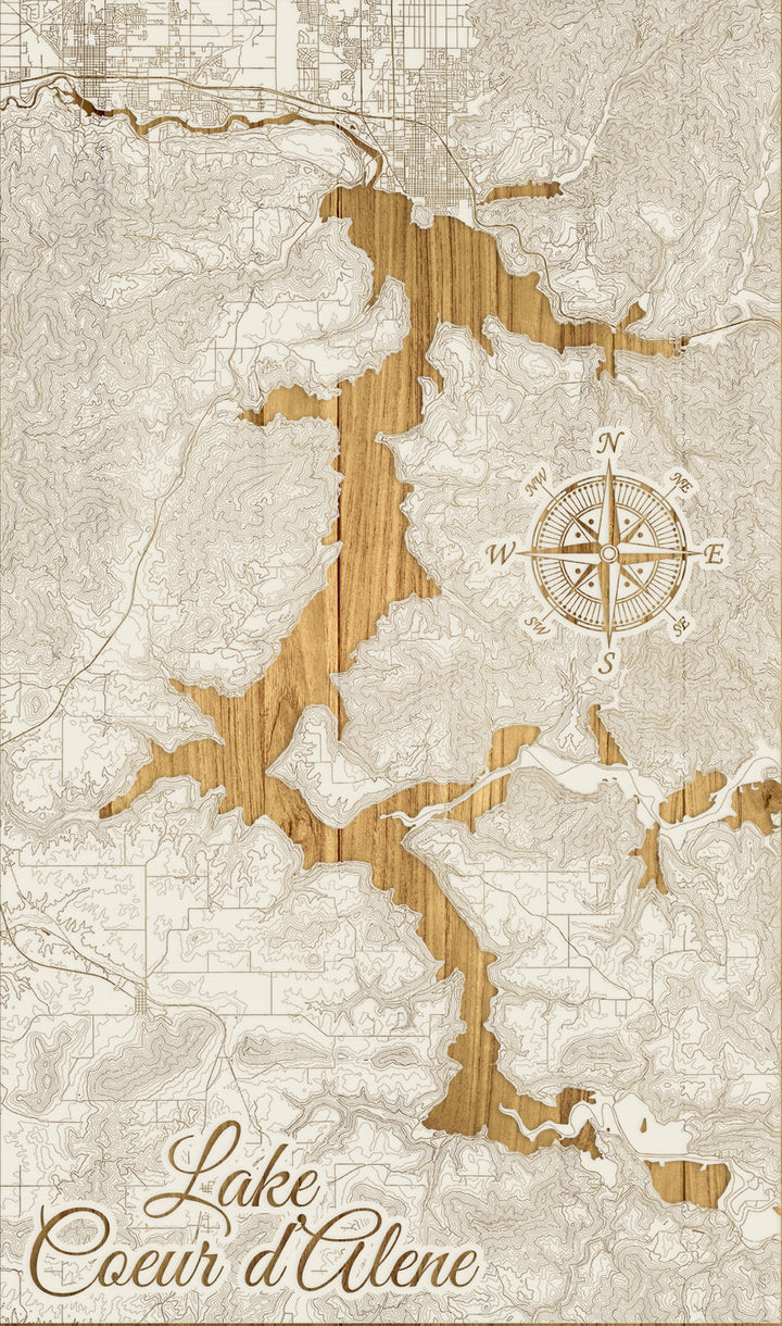 FP1191 - Lake Coeur d'Alene, ID Engraved Map (Standard)