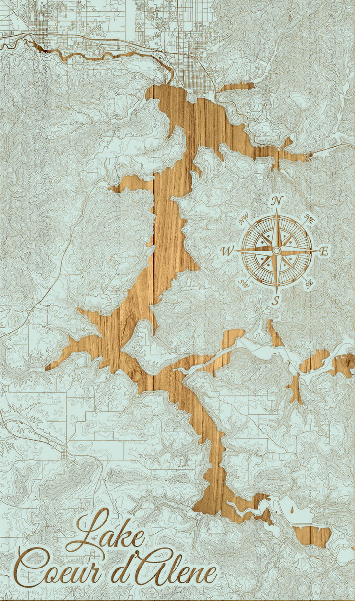 FP1191 - Lake Coeur d'Alene, ID Engraved Map (Standard)