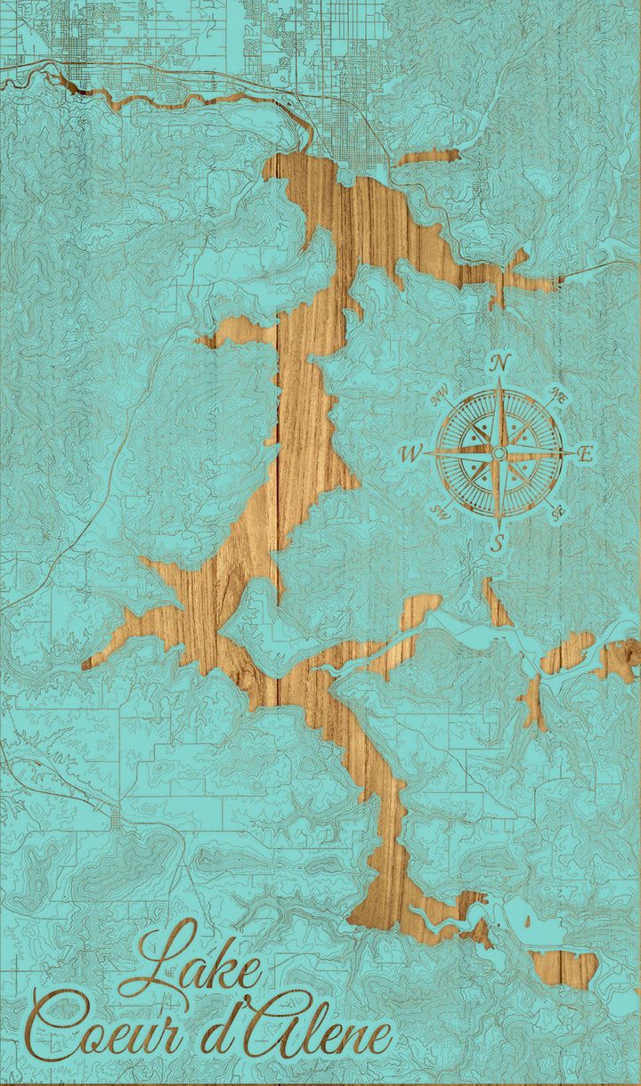 FP1191 - Lake Coeur d'Alene, ID Engraved Map (Standard)