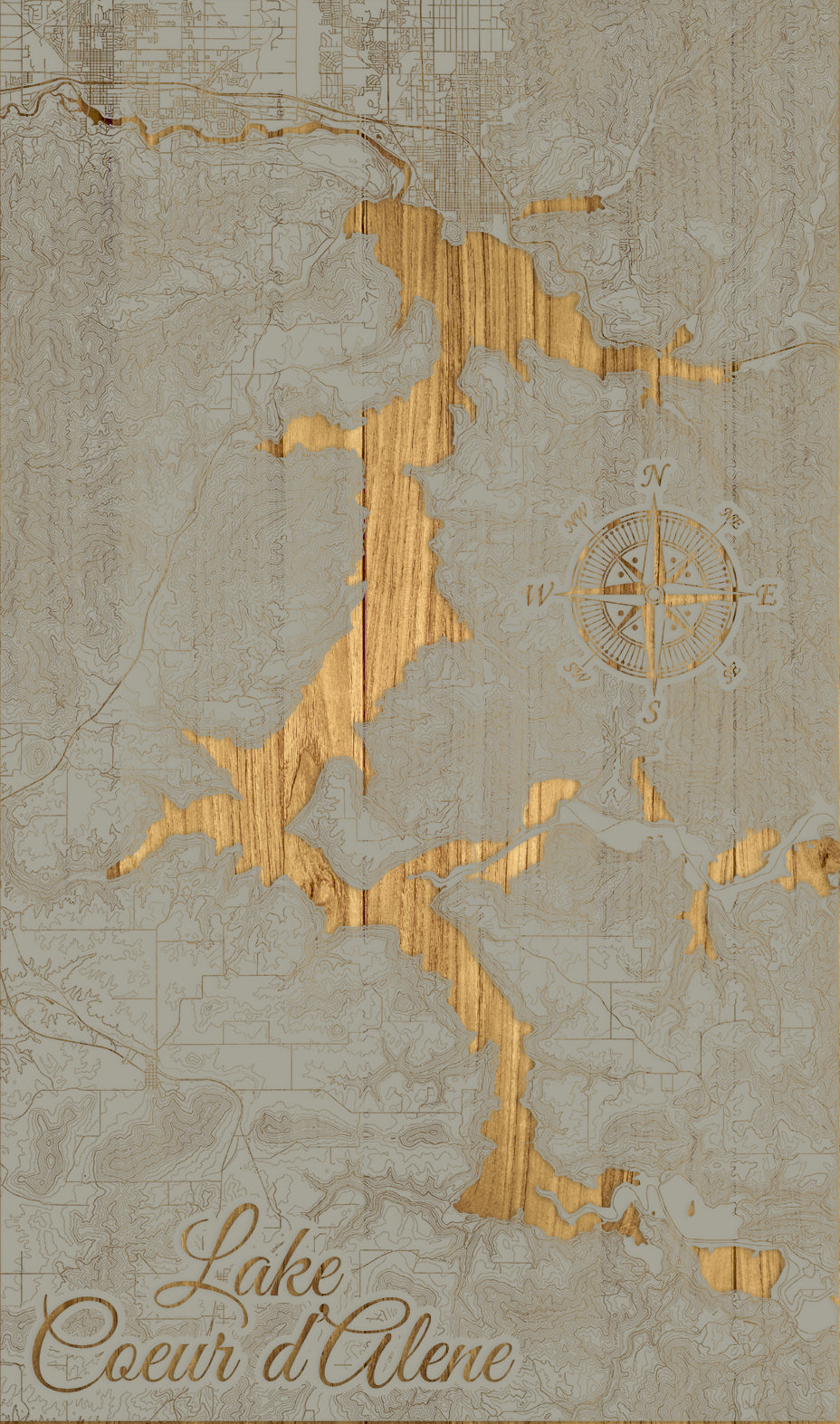 FP1191 - Lake Coeur d'Alene, ID Engraved Map (Standard)