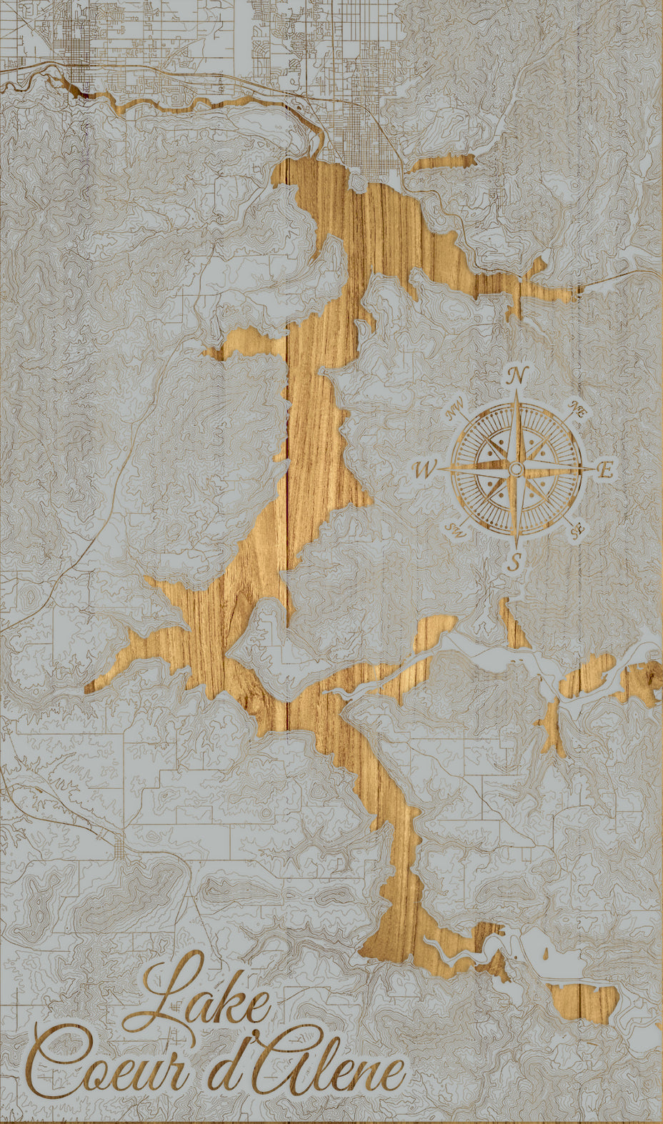 FP1191 - Lake Coeur d'Alene, ID Engraved Map (Standard)