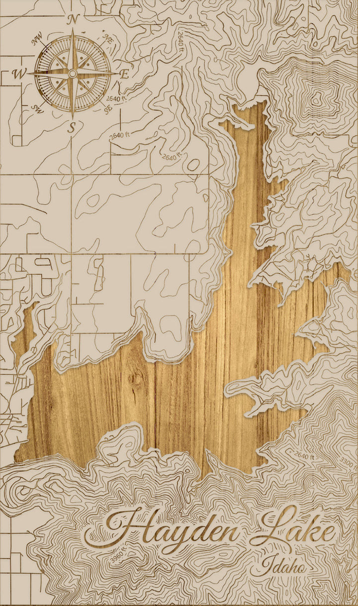 FP1191 - Hayden Lake, ID Engraved Map (Standard)