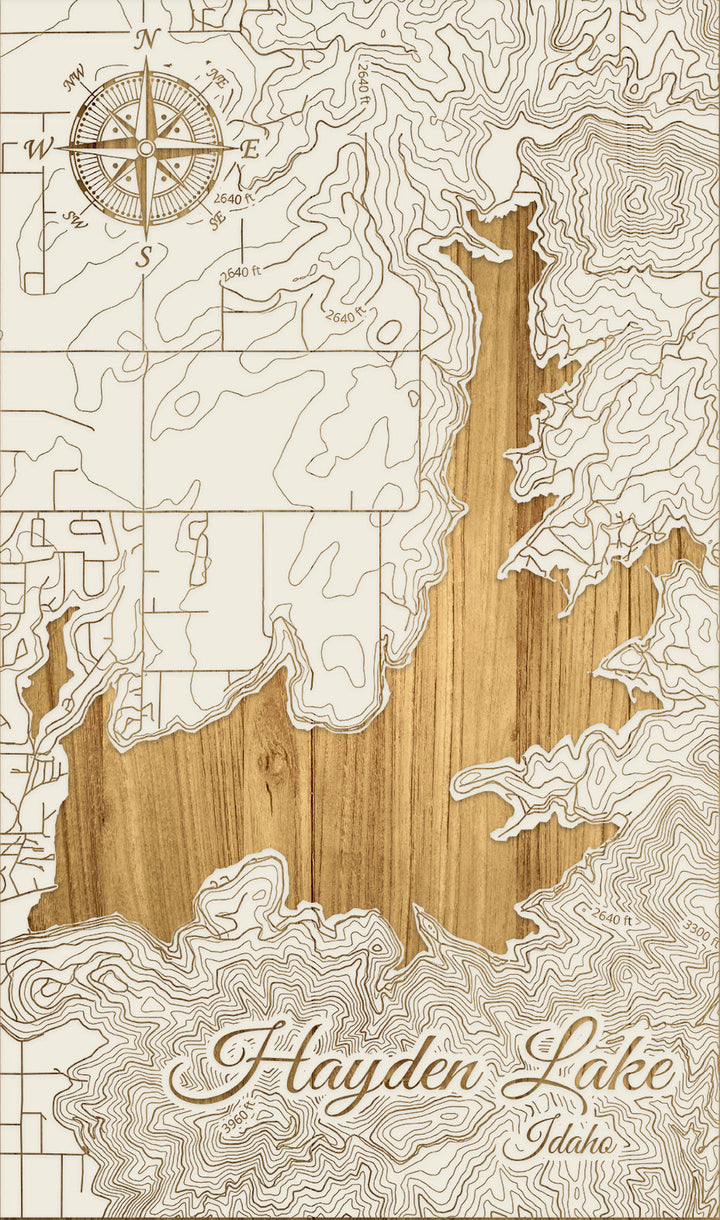 FP1191 - Hayden Lake, ID Engraved Map (Standard)