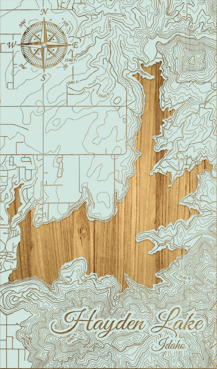 FP1191 - Hayden Lake, ID Engraved Map (Standard)