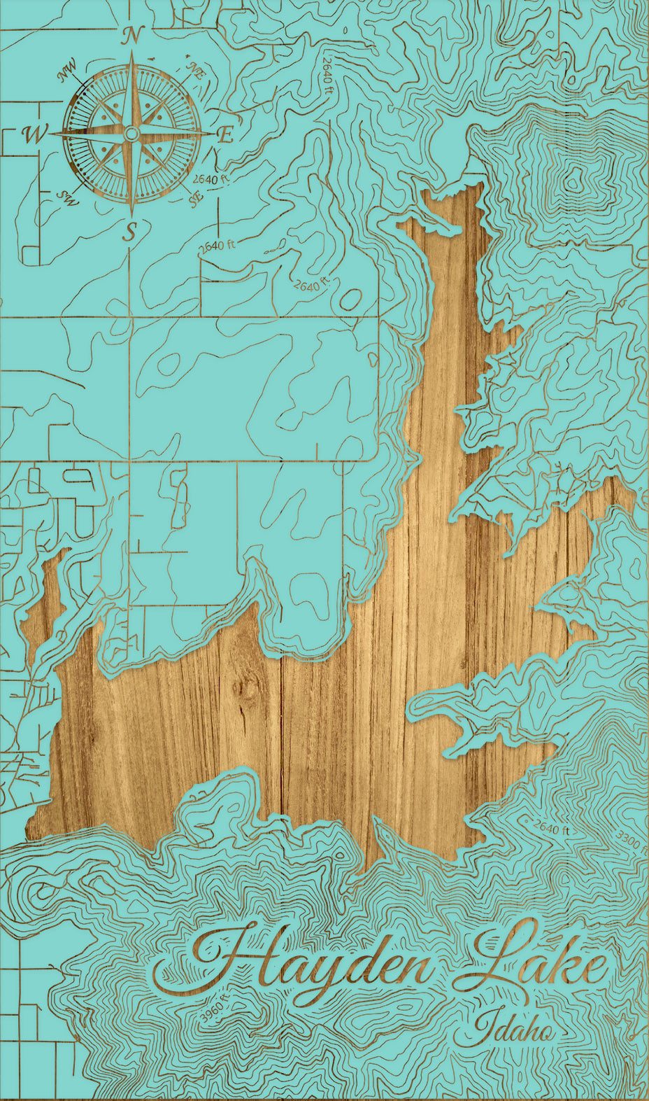 FP1191 - Hayden Lake, ID Engraved Map (Standard)
