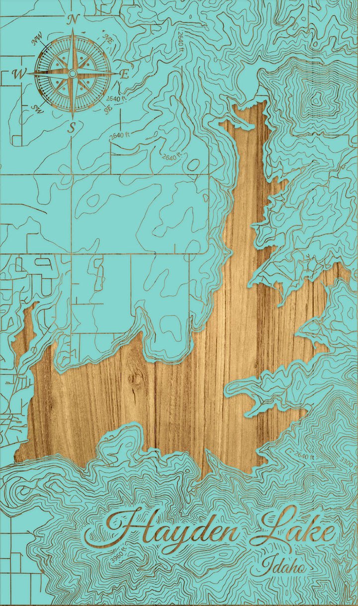FP1191 - Hayden Lake, ID Engraved Map (Standard)