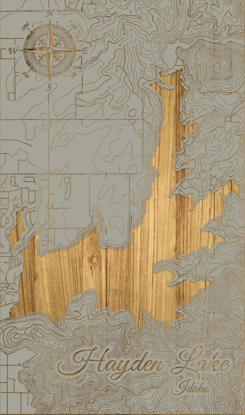 FP1191 - Hayden Lake, ID Engraved Map (Standard)