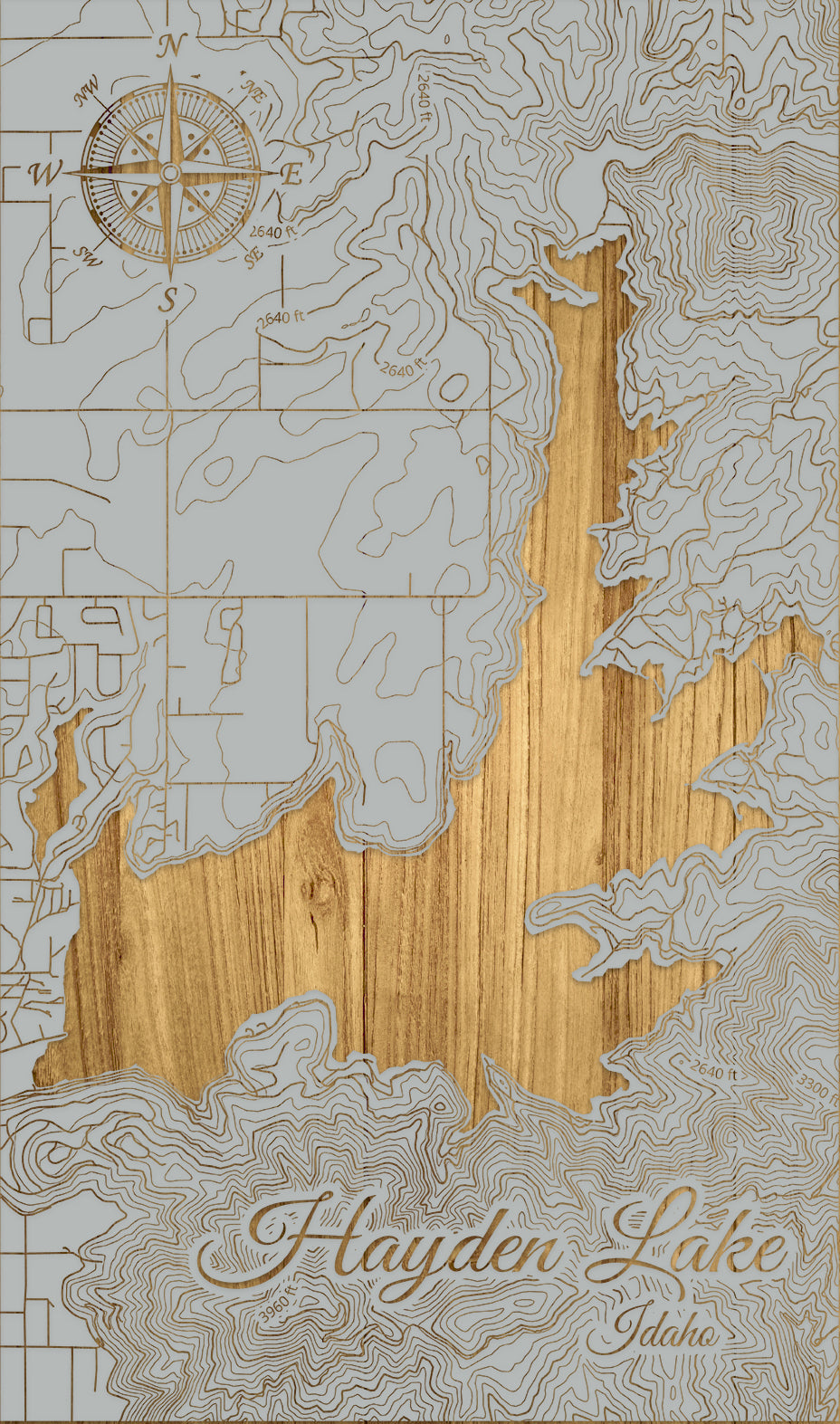 FP1191 - Hayden Lake, ID Engraved Map (Standard)