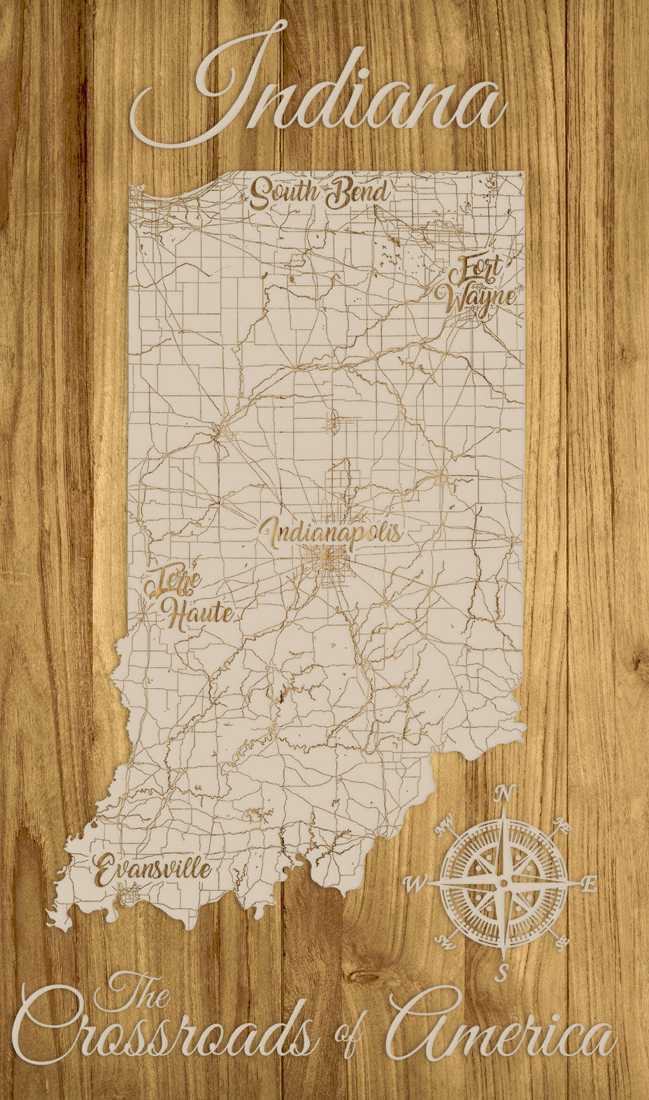 FP0684 - Indiana Crossroads Engraved Map (Standard)