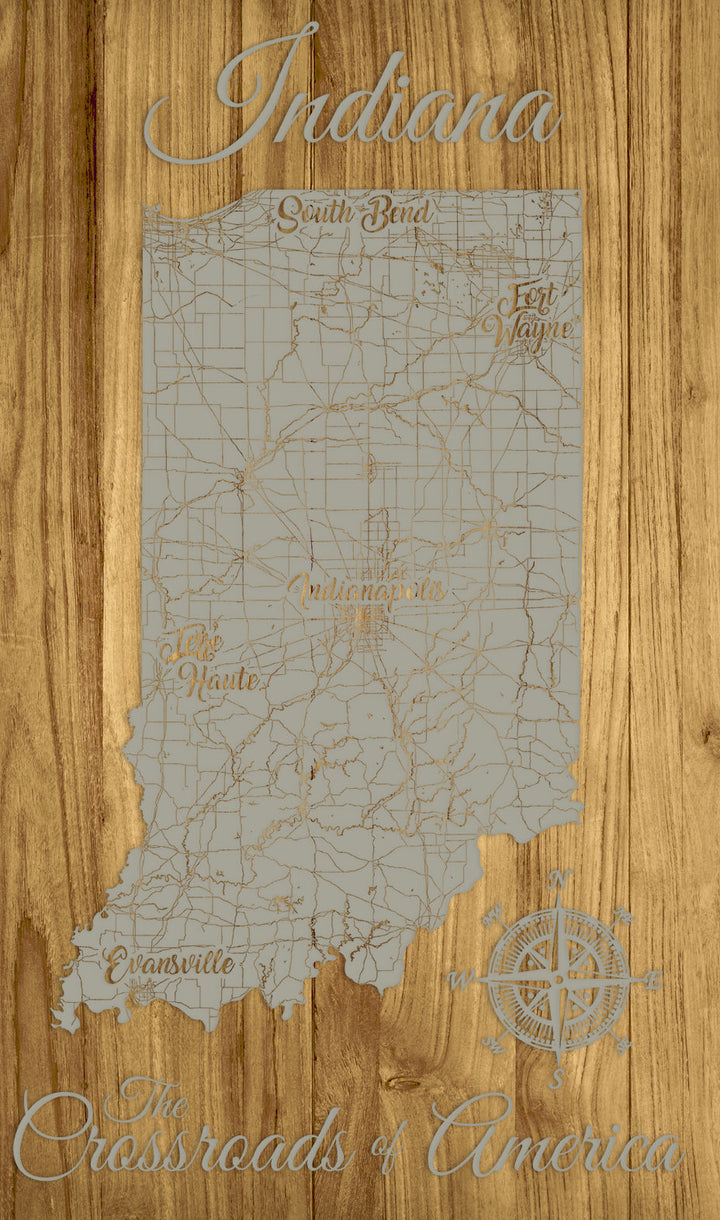 FP0684 - Indiana Crossroads Engraved Map (Standard)