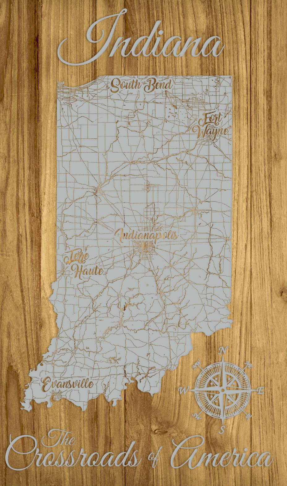 FP0684 - Indiana Crossroads Engraved Map (Standard)