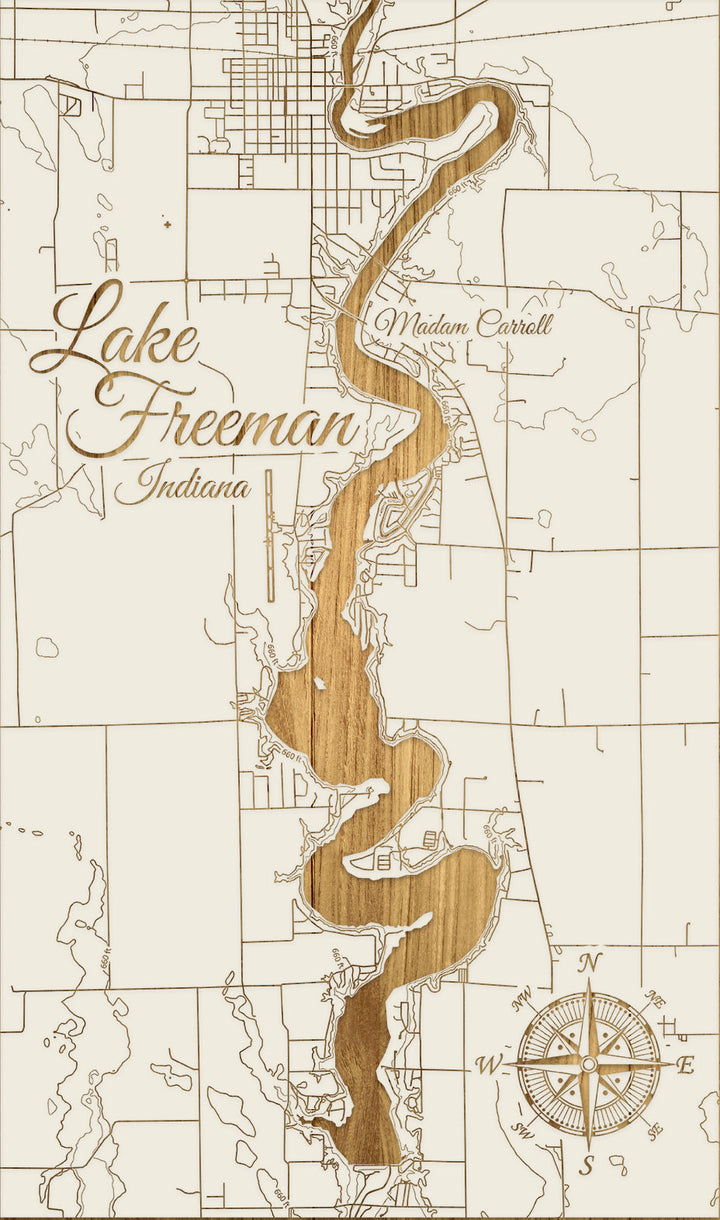 FP0976 - Lake Freeman, IN Engraved Map (Standard)