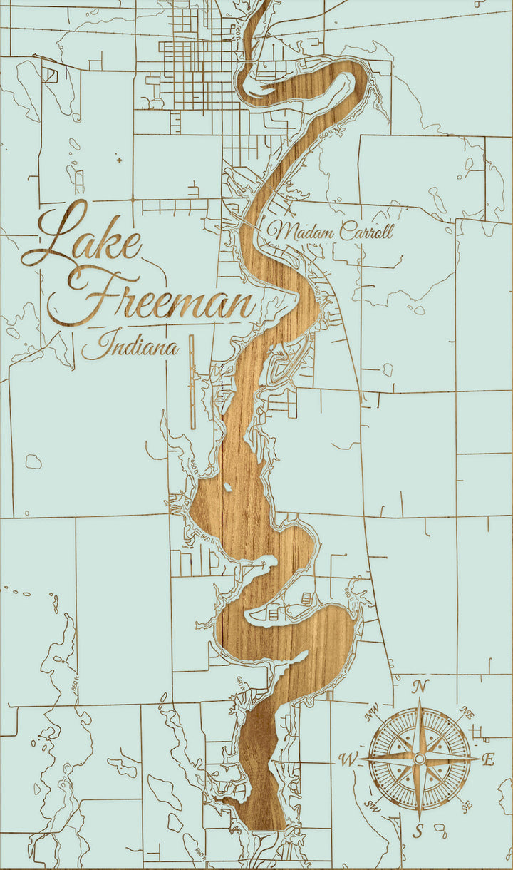 FP0976 - Lake Freeman, IN Engraved Map (Standard)