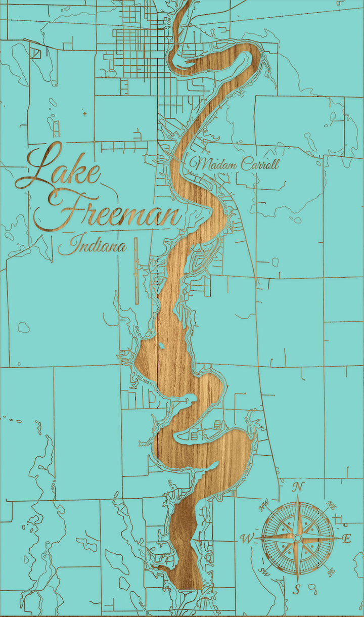 FP0976 - Lake Freeman, IN Engraved Map (Standard)