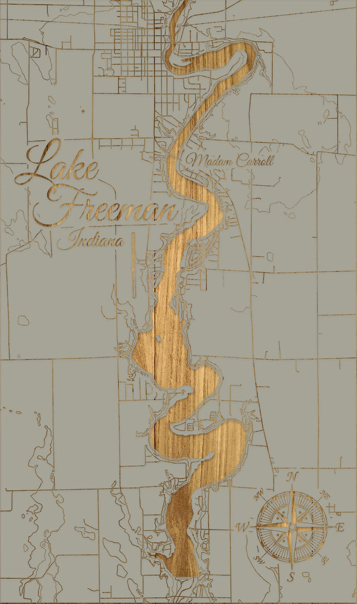 FP0976 - Lake Freeman, IN Engraved Map (Standard)