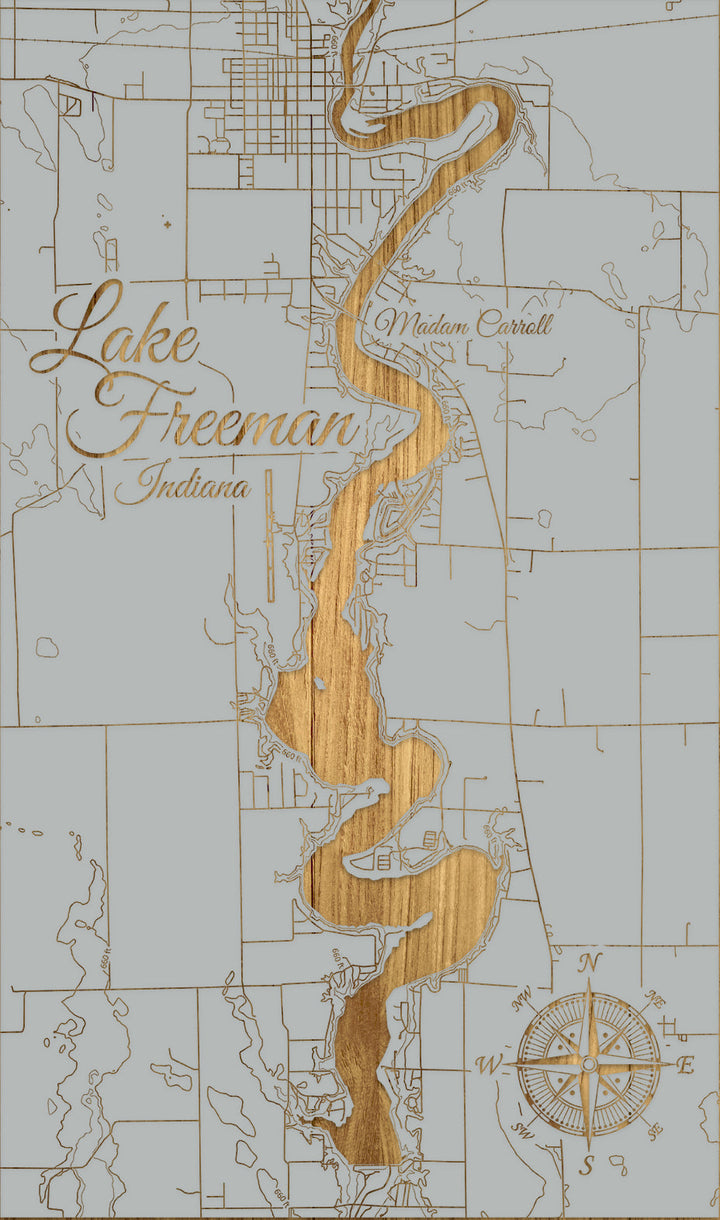 FP0976 - Lake Freeman, IN Engraved Map (Standard)
