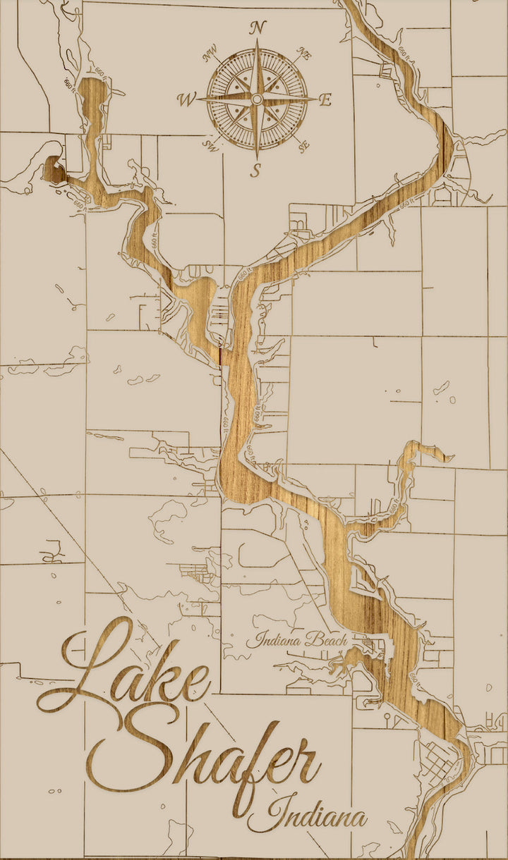 FP0976 - Lake Shafer, IN Engraved Map (Standard)