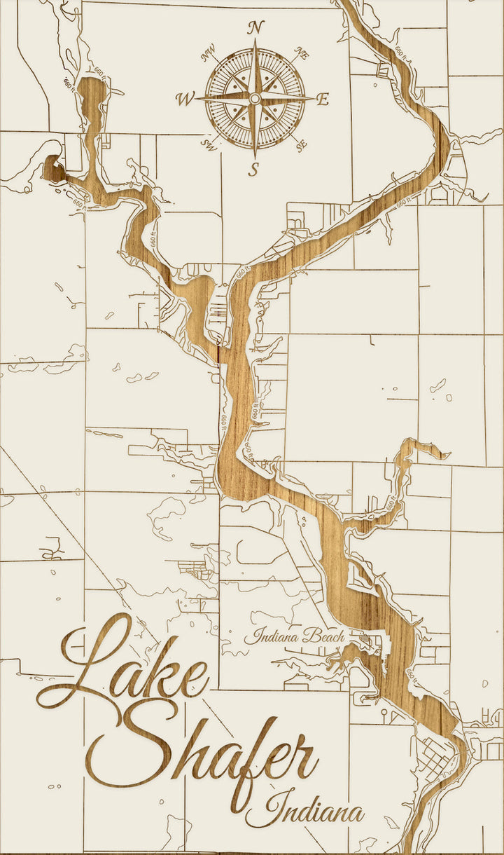 FP0976 - Lake Shafer, IN Engraved Map (Standard)