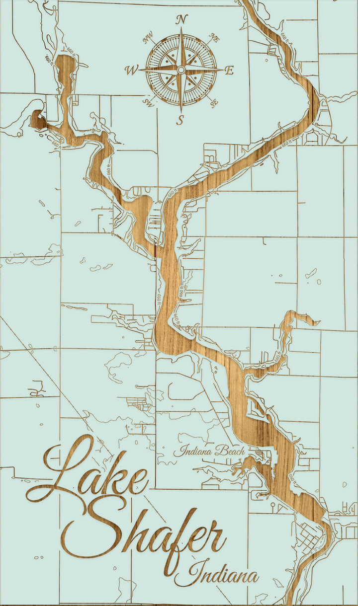 FP0976 - Lake Shafer, IN Engraved Map (Standard)