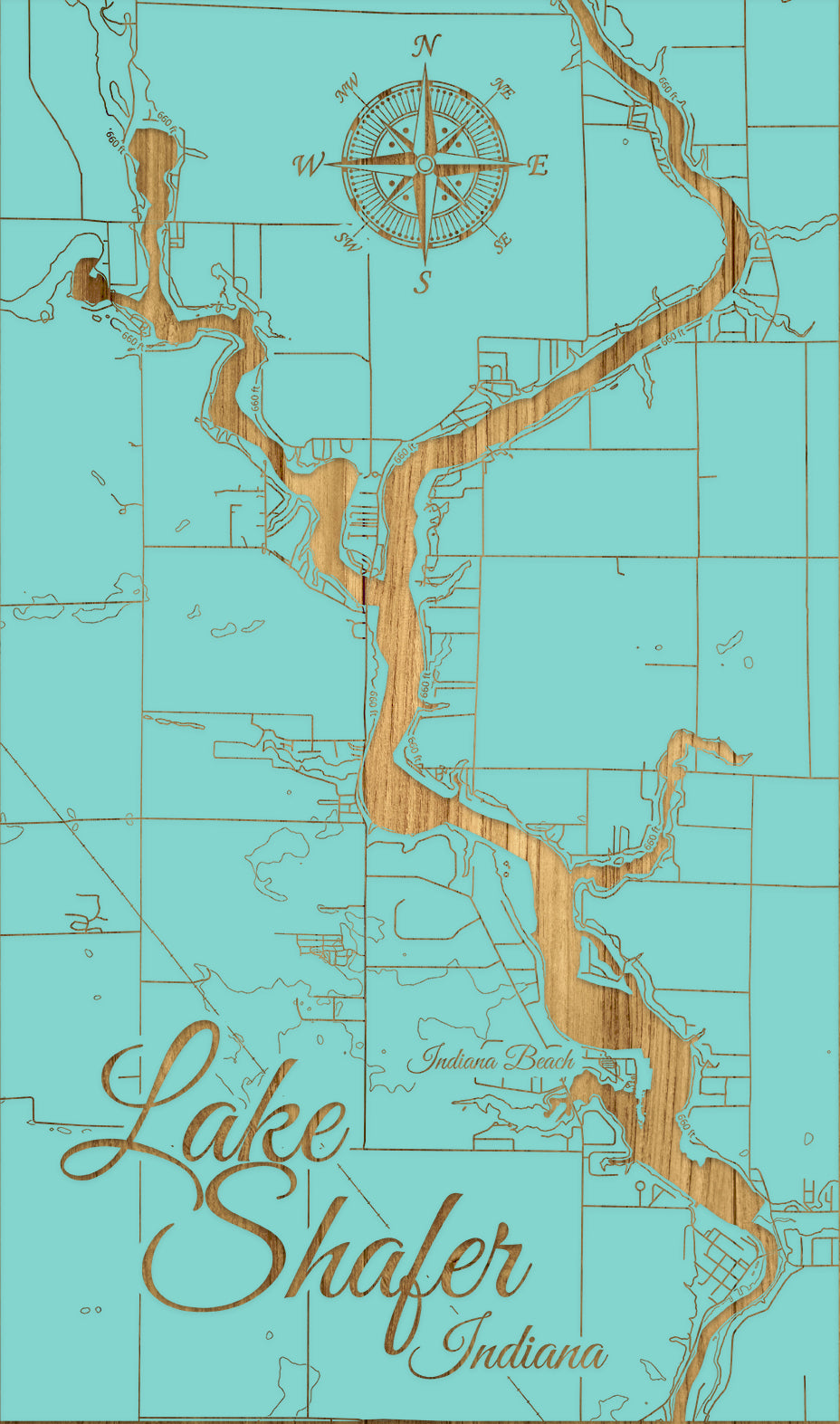 FP0976 - Lake Shafer, IN Engraved Map (Standard)