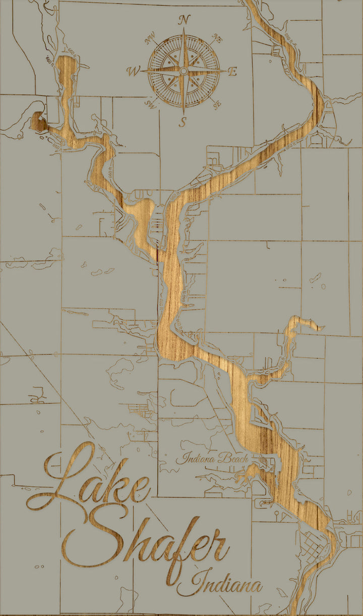 FP0976 - Lake Shafer, IN Engraved Map (Standard)