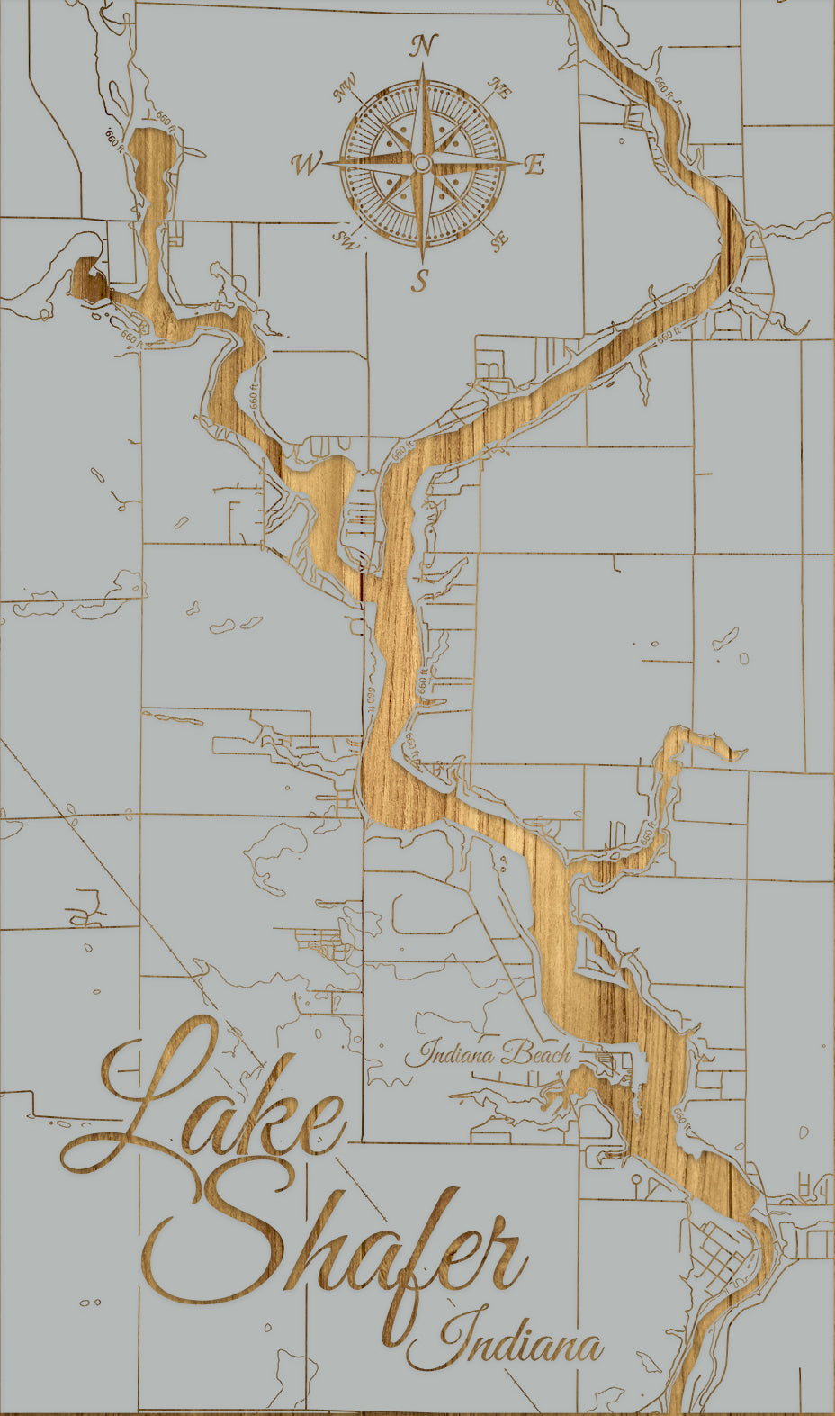 FP0976 - Lake Shafer, IN Engraved Map (Standard)