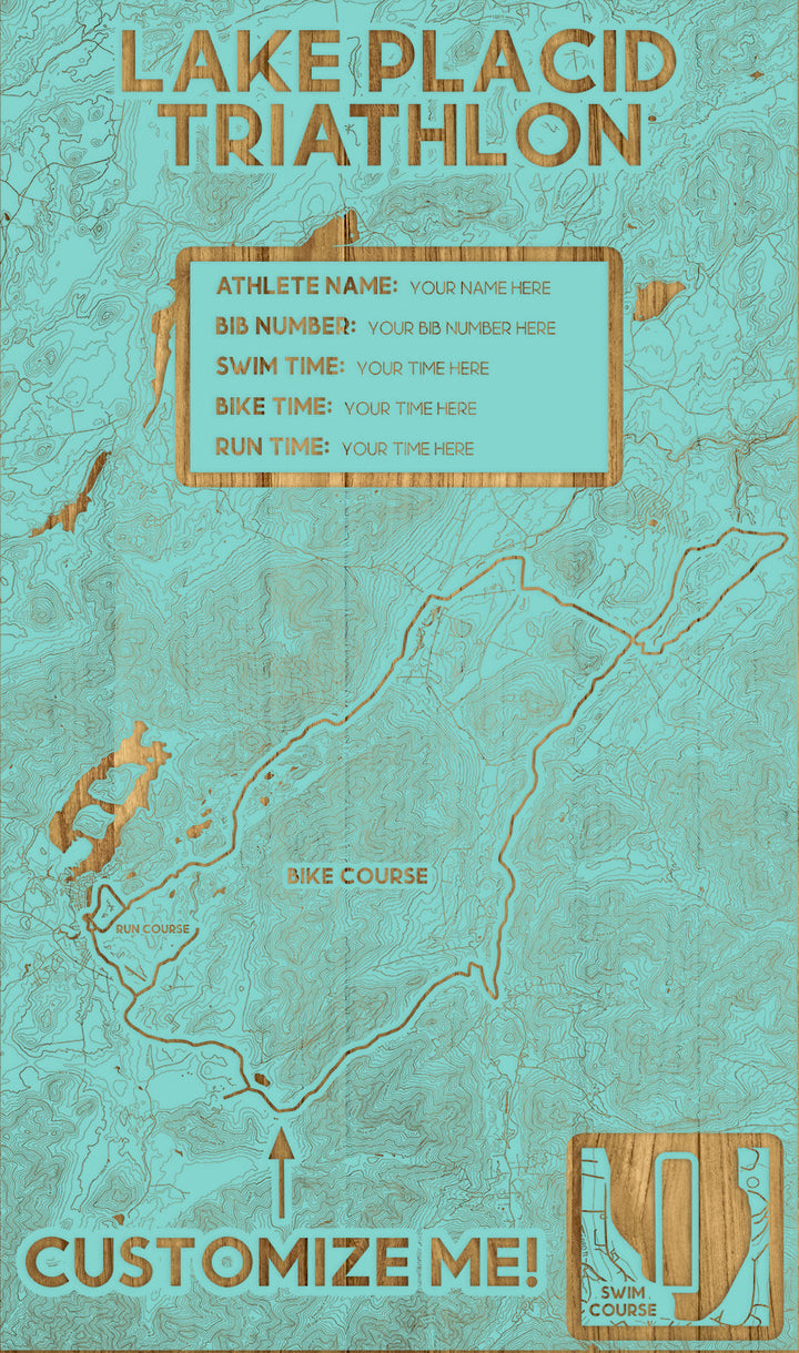 FP1112 - Lake Placid Triathlon Ironman, NY Engraved Map (Silver)