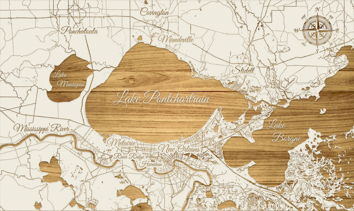 FP0540 - Lake Pontchartrain, LA Engraved Map (Standard)