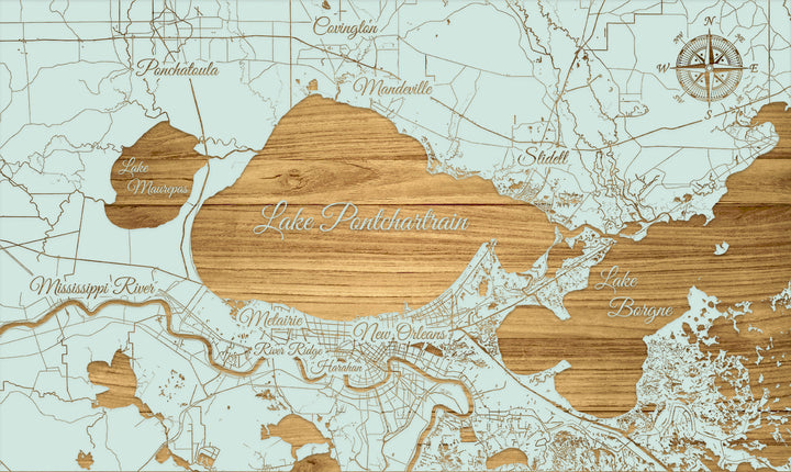 FP0540 - Lake Pontchartrain, LA Engraved Map (Standard)