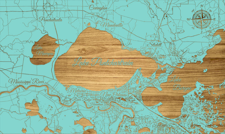 FP0540 - Lake Pontchartrain, LA Engraved Map (Standard)