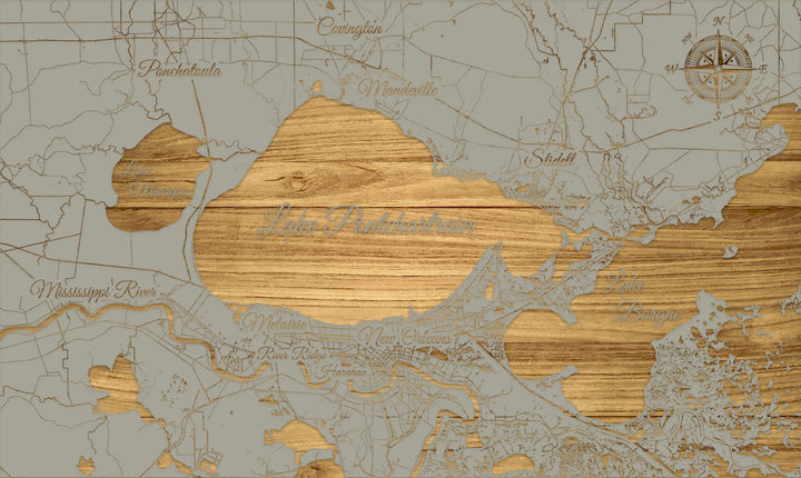 FP0540 - Lake Pontchartrain, LA Engraved Map (Standard)
