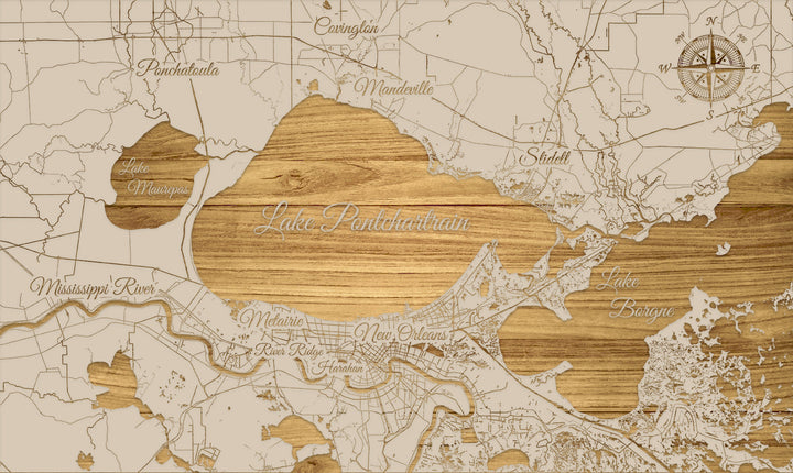 FP0540 - Lake Pontchartrain, LA Engraved Map (Standard)