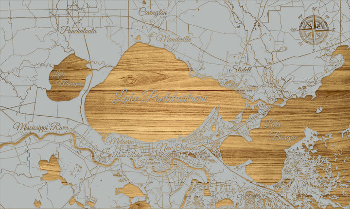 FP0540 - Lake Pontchartrain, LA Engraved Map (Standard)