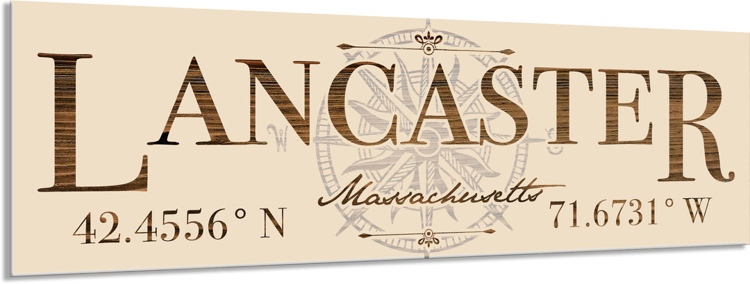 FP1039 - Lancaster, MA Stick w/ Compass Engraved Stick (Standard)