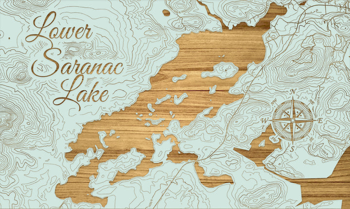FP1112 - Lower Saranac Lake, NY Engraved Map (Silver)