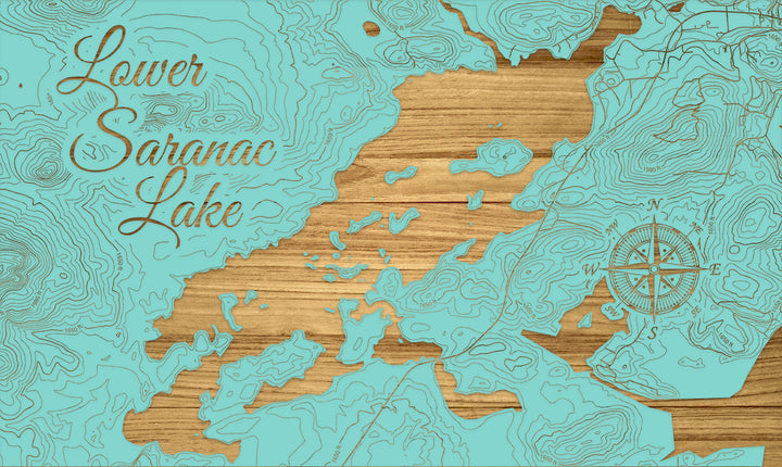 FP1112 - Lower Saranac Lake, NY Engraved Map (Silver)