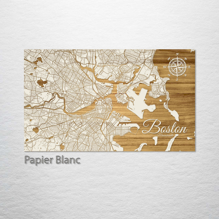 Boston Massachusetts Engraved Map (Gold)