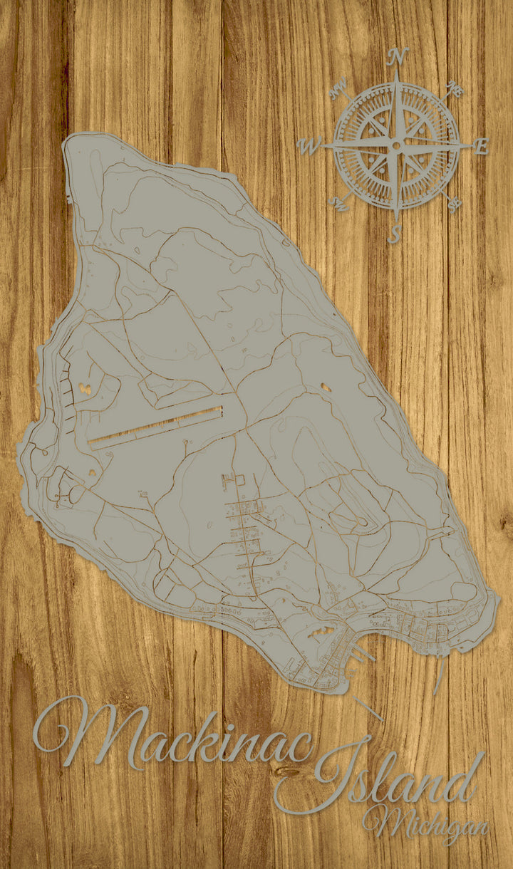 FP1159 - Mackinac Island, Michigan Engraved Map (Standard)