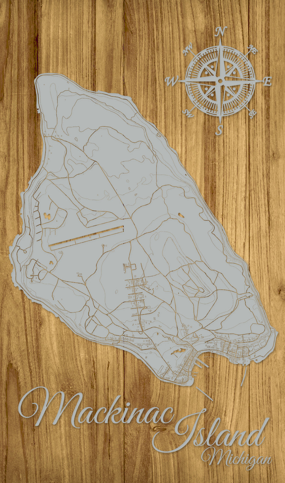 FP1159 - Mackinac Island, Michigan Engraved Map (Standard)