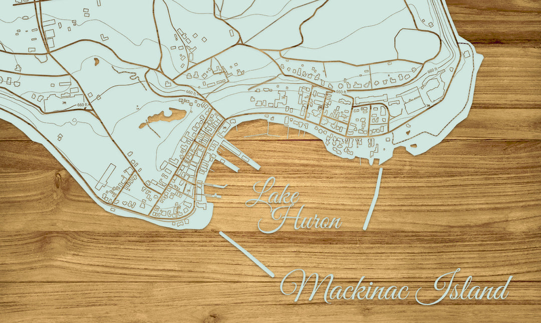 FP1159 - Downtown Mackinac Island, MI Engraved Map (Standard)