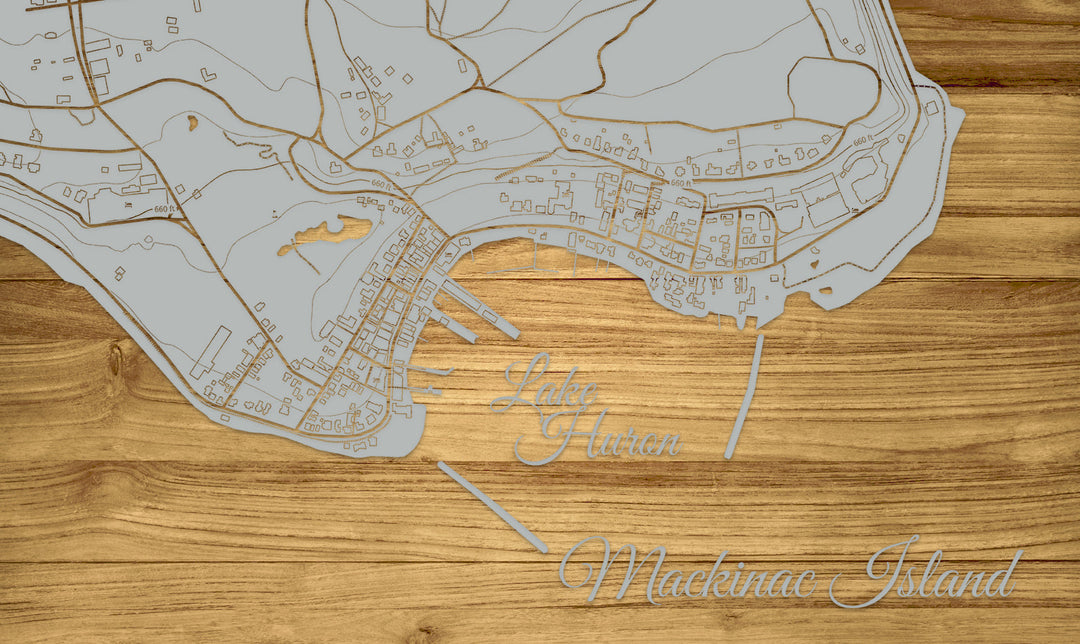 FP1159 - Downtown Mackinac Island, MI Engraved Map (Standard)
