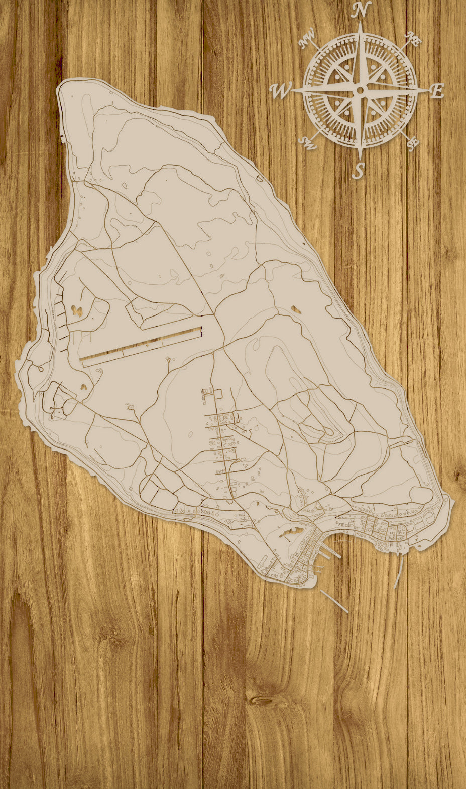 FP1159 - Mackinac Compass Engraved Map (Standard)