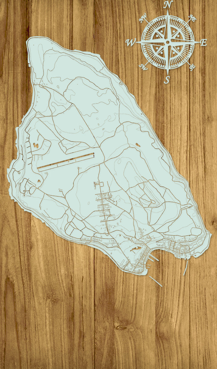 FP1159 - Mackinac Compass Engraved Map (Standard)