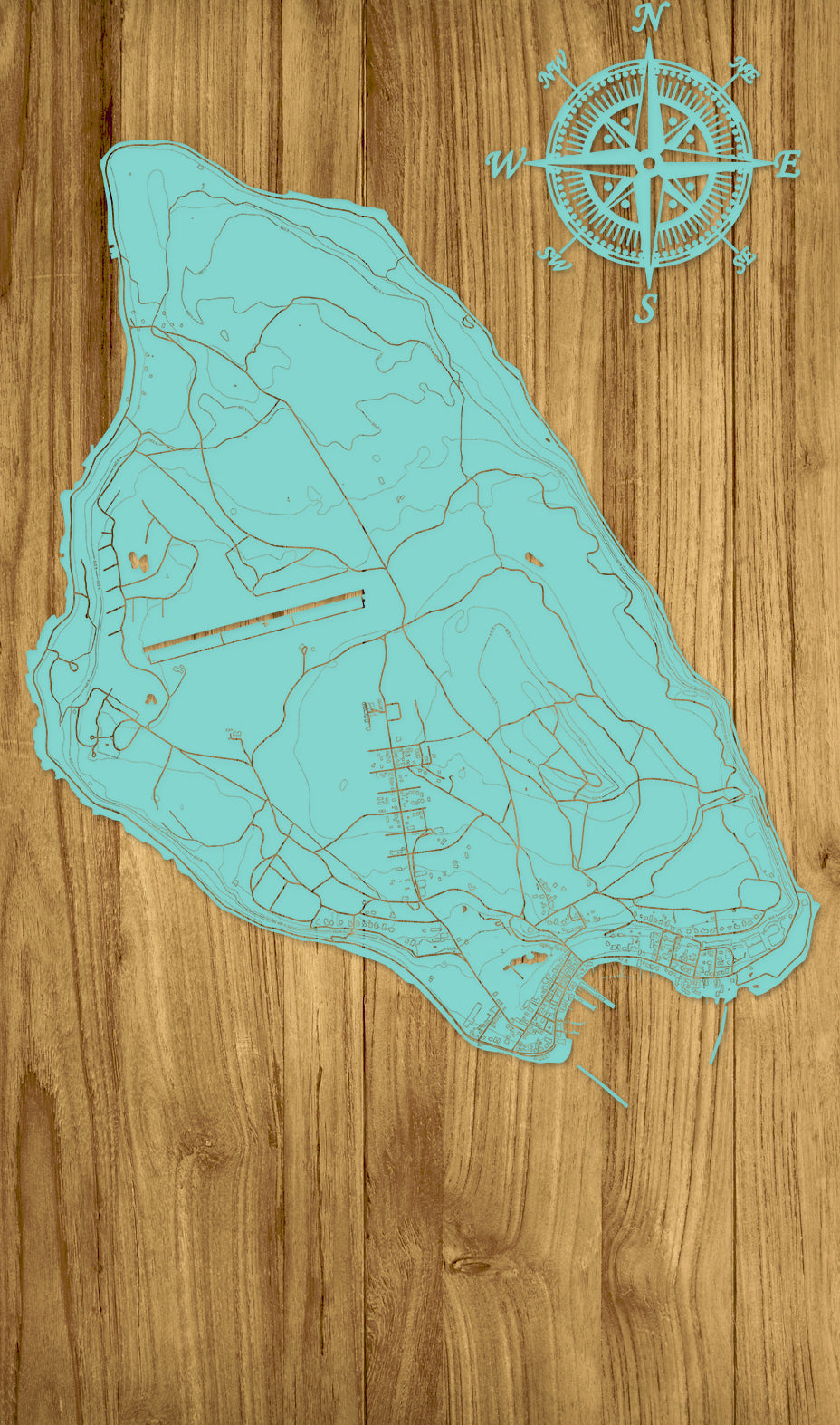 FP1159 - Mackinac Compass Engraved Map (Standard)